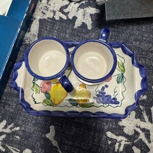Cer Giovanni Vietri Ceramic Tray with expresso cups
